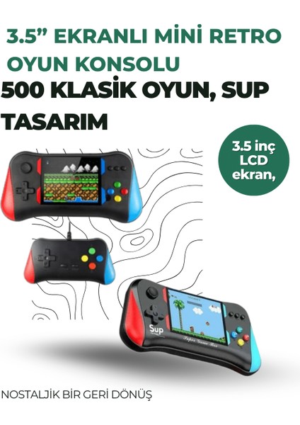 3.5 Inç Ekranlı Klasik Oyun Konsolu – 500 Dahili Oyun
