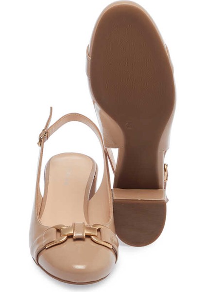 Nude Hakiki Rugan Deri Kadın Topuklu Ayakkabı - K24I1AY67187-M3G fırsatları