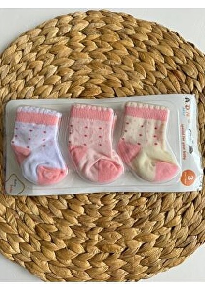 3 Lü Set Kombin Yenidoğan Pamuklu Kız Bebek Desenli Dantelli Patik Çorap fiyatları