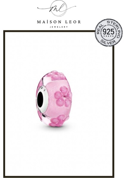 Pembe Pati Izli Gümüş Charm
