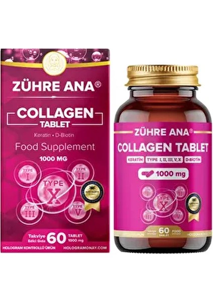 5 Tip Hidrolize Kolajen Tip 1, Tip 2, Tip 3, Tip 5, Tip 10 ve Collagen, Keratin, Biotin 60 Tablet