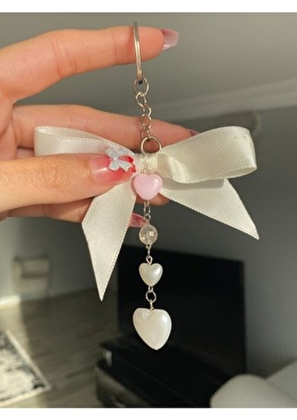 Incili Kalpli Anahtarlık Ribbon Çanta Süsü fiyatları