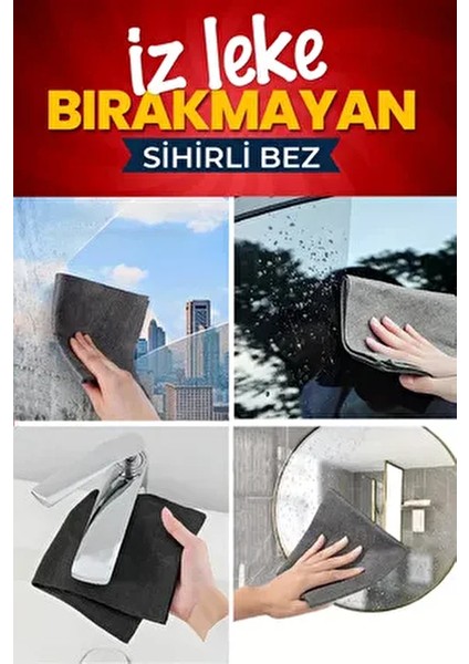 Iz Bırakmayan Sihirli Temizlik Bezi; Pencere, Ayna, Araba, Mutfak, Banyo Temizliği-Magic Cloth