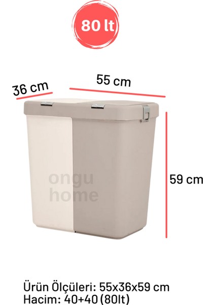 Motek İkili Dokunmatik Kapaklı Plastik Kirli Çamaşır Sepeti 80 L – Su ve Neme Dayanıklı, Gri-Beyaz fırsatları