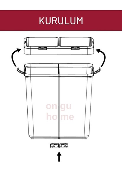 Motek İkili Dokunmatik Kapaklı Plastik Kirli Çamaşır Sepeti 80 L – Su ve Neme Dayanıklı, Gri-Beyaz