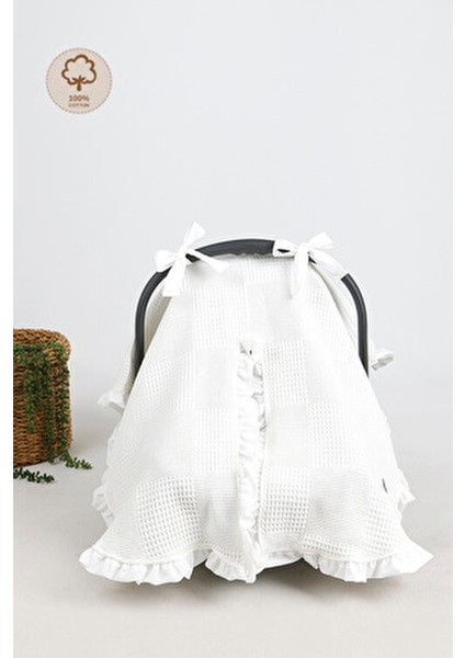 Fırfırlı Bebek Puset Örtüsü ve Ortopedik Minder Pamuklu 2'li Set modelleri