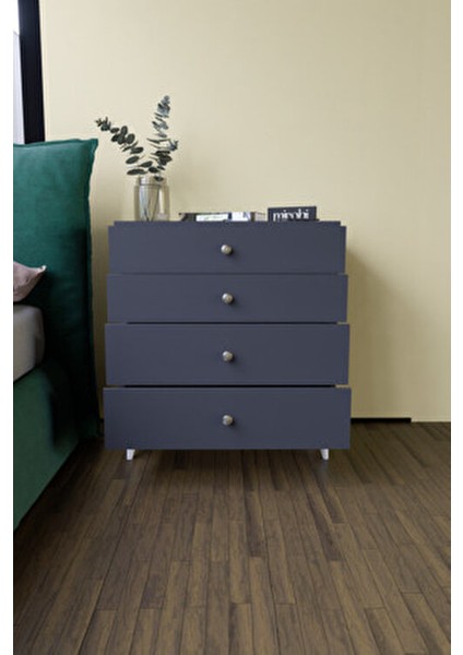 Mirabel Dekoratif 4 Çekmeceli ayaklı Şifonyer Antrasit fiyatları