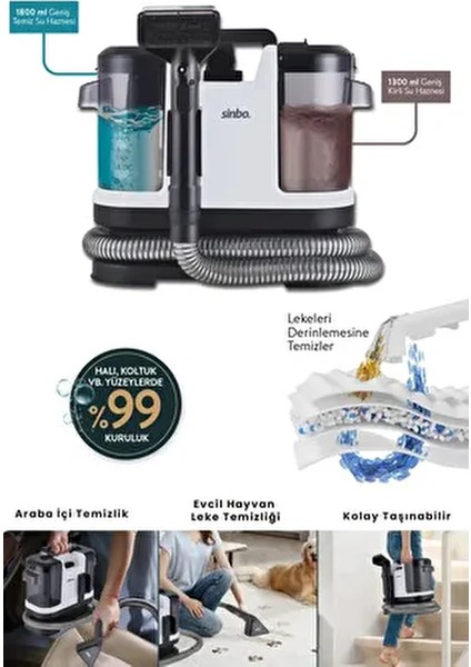 SCC-7605 Koltuk ve Halı Yıkama Makinesi Evcil Hayvan Başlıklı
