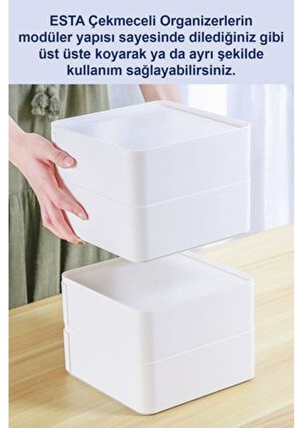 Esta 3 Çekmeceli Makyaj Organizeri 3 Katlı Çok Amaçlı Çekmeceli Organizer - Beyaz indirimleri