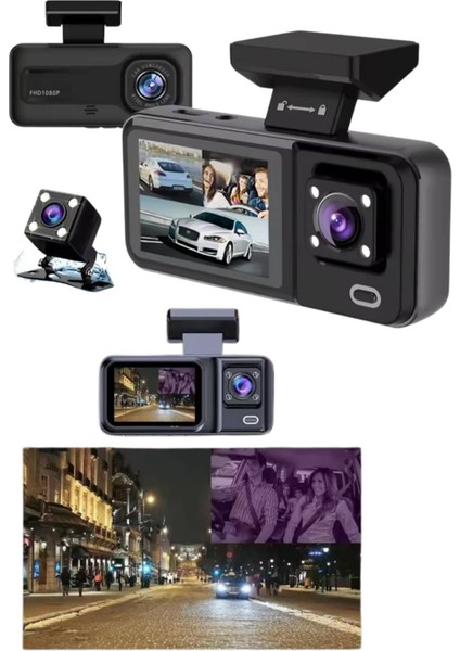Ekranlı Sürüş Kaydedici Dvr Ön ve Arka Kameralı Full Hd Çözünürlüklü fırsatları