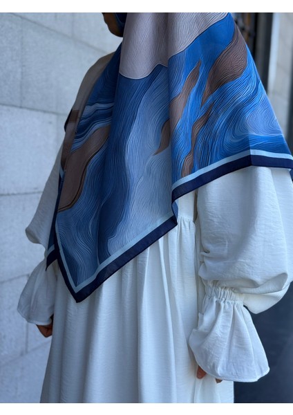 Pamuklu Amber Desen Eşarp-Indigo fiyatları