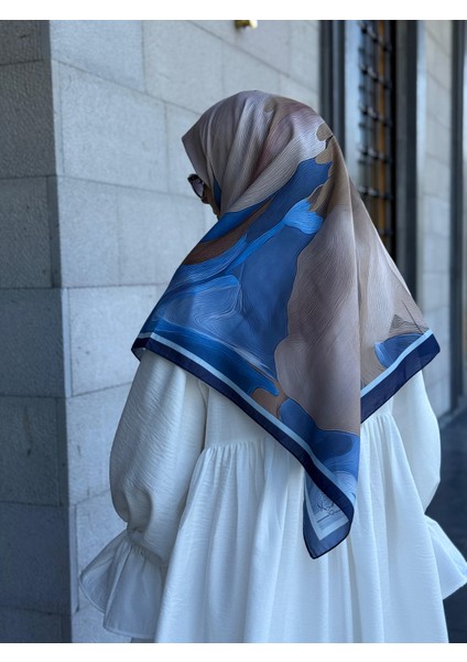 Pamuklu Amber Desen Eşarp-Indigo modelleri