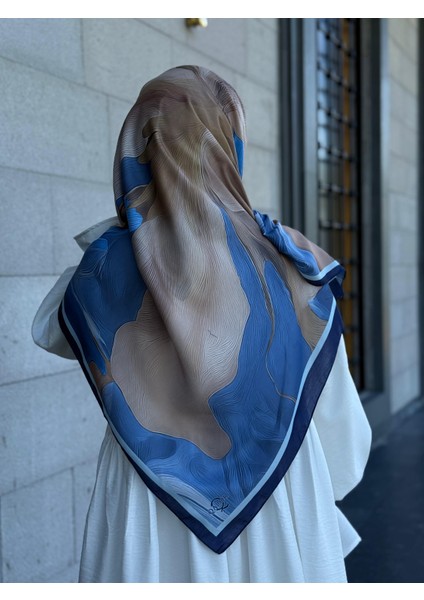 Pamuklu Amber Desen Eşarp-Indigo fırsatları