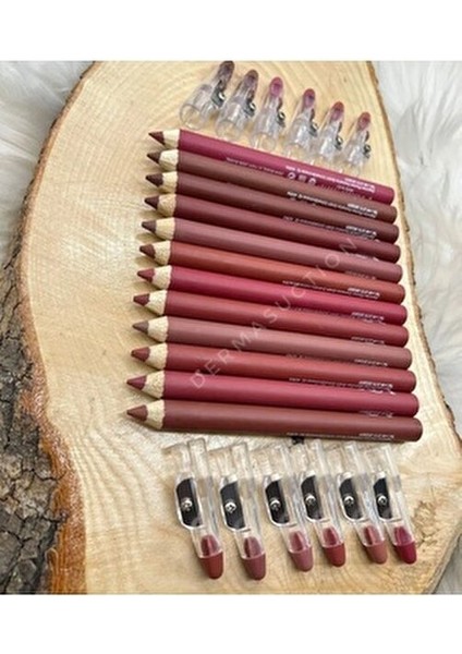 Dudak Kalemi Kalın Set 12'li Kalemtıraşlı