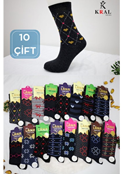 Kadın Çorap Likralı Pamuklu Düz Desenli 10 Çift Çok Renkli Uzun Çorap