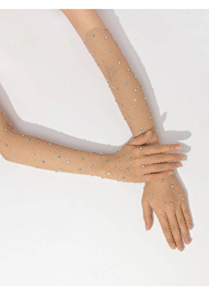 Ten Rengi Uzun Şık Gelin Eldiveni Tül Eldiven Nikah/düğün Eldiveni Taşlı Eldiven Parti Eldiveni fiyatları