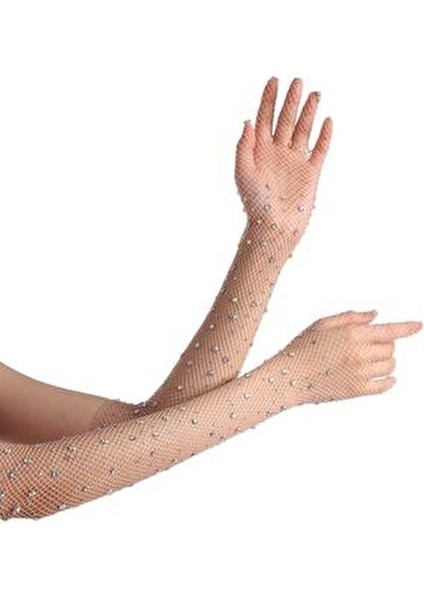 Ten Rengi Uzun Şık Gelin Eldiveni Tül Eldiven Nikah/düğün Eldiveni Taşlı Eldiven Parti Eldiveni indirimleri