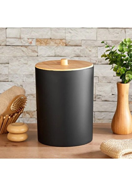 Limpia Bambu Desenli Siyah 5'li Banyo Seti Çöp Kovası, Sıvı Sabunluk, Diş Fırçalık fiyatları