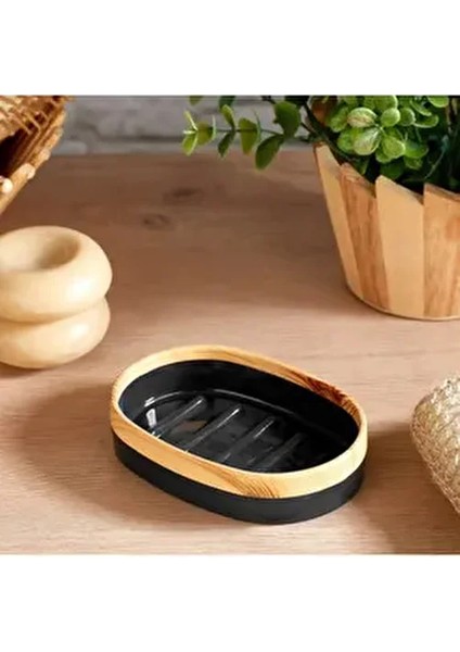 Limpia Bambu Desenli Siyah 5'li Banyo Seti Çöp Kovası, Sıvı Sabunluk, Diş Fırçalık fırsatları