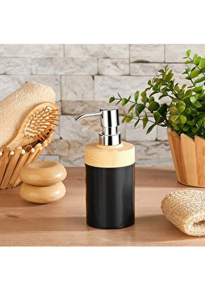 Limpia Bambu Desenli Siyah 5'li Banyo Seti Çöp Kovası, Sıvı Sabunluk, Diş Fırçalık indirimleri