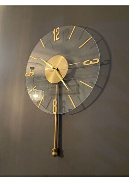 Şeffaf Cam Tokmak Detaylı Dekoratif Duvar Saati 30 cm modelleri
