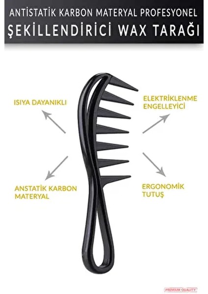 Geniş Aralıklı Antistatik Karbon Şekillendirici Wax Tarağı