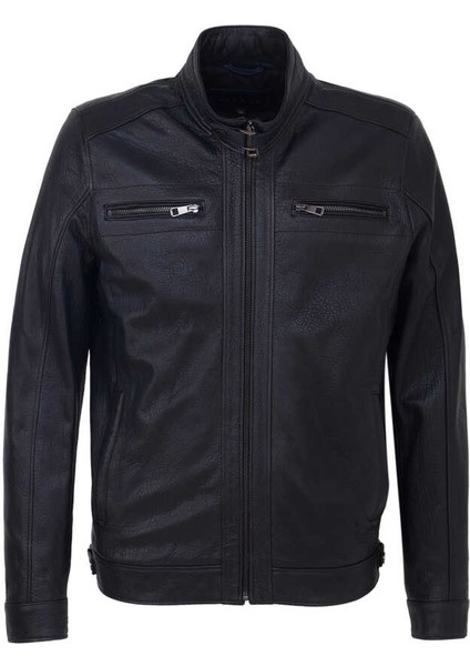 Lacivert Hakiki Deri Erkek Hakiki Deri Mont - E23KDM310542-Q4P