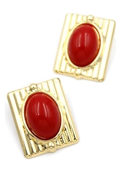 Incili Küpe - Kırmızı