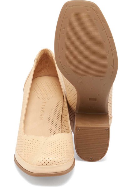 Bej Hakiki Deri Kadın Topuklu Ayakkabı - K24I1AY67104-A25 fırsatları