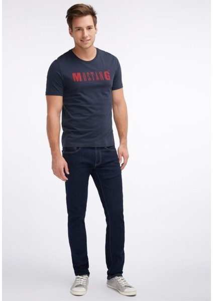 Baskılı Erkek Tişört - Lacivert fırsatları