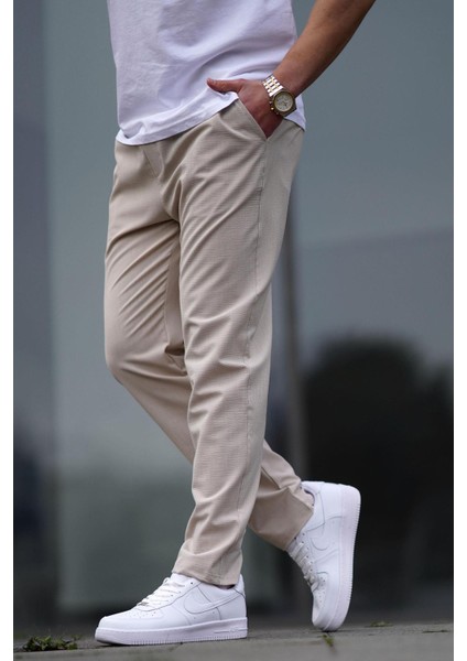 Bej Düz Paça Erkek Pantolon 6530