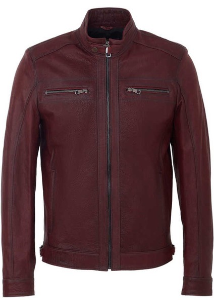 Bordo Hakiki Deri Erkek Hakiki Deri Mont - E23KDM310542-R4X
