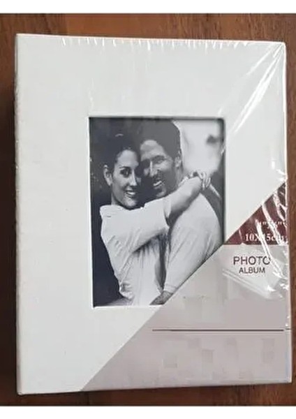 200LÜ 10X15CM Fotoğraf Albümü Beyaz - Deri Kaplı Foto Pencereli - Aile Resimleri Için Album
