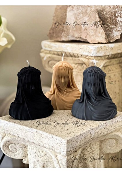 3'lü Art Decor Peçeli Kadın Büst Mum Seti Doğal Soya Mumu
