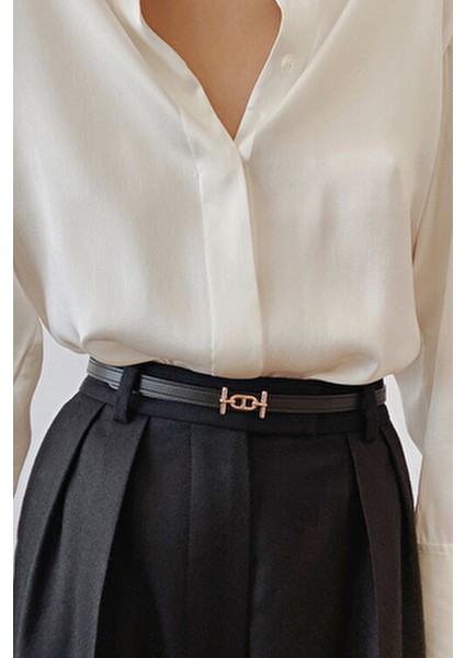 Kadın 2'li Gold Tokalı Ince Pantolon, Gömlek, Ceket, Elbise, Kazak Kemeri modelleri