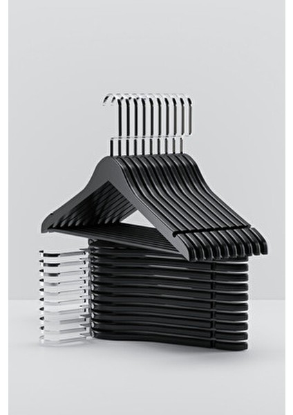 Siyah Ahşap Askı 12 Adet Ultra Lüks Kıyafet Elbise ve Gömlek Askısı Nikel Kanca fırsatları