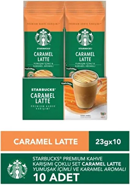 Caramel Latte Premium Kahve Karışımı 23 gr x 10 Paket Türkiye Menşeli Yumuşak İçimli