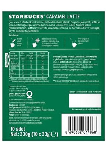 Caramel Latte Premium Kahve Karışımı 23 gr x 10 Paket Türkiye Menşeli Yumuşak İçimli indirimleri