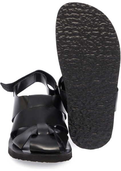 Siyah Hakiki Deri Erkek Sandalet - E24Y1SN56793-A23 fırsatları
