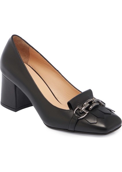 Siyah Hakiki Deri Kadın Topuklu Ayakkabı - K24S1AY67604-A23