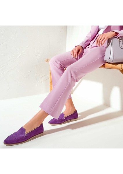 Mor Hakiki Süet Deri Kadın Babet - K24I1AY67347-F48