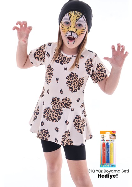 Kalp Desenli Siyah Kız Çocuk Boneli Mayo Takımı