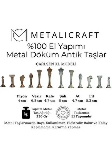 MC44 Büyük Boy Metal Satranç Takımı – Gerçek Ceviz Tahta – El Yapımı Antik Taşlar 35X35CM fiyatları