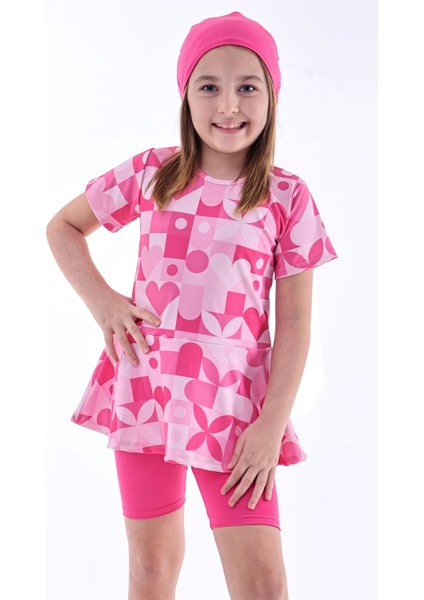 Kalp Desenli Pembe Kız Çocuk Boneli Mayo Takımı fırsatları