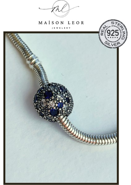 Mavi Taşlı Top Klipsli Charm