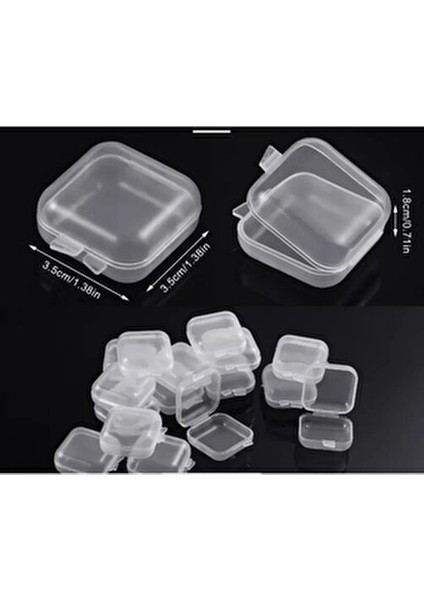 Mini Şeffaf Takı Saklama Kutusu 3,5cm x 3,5cm (5’li) fırsatları