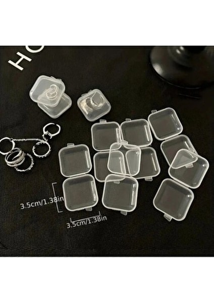 Mini Şeffaf Takı Saklama Kutusu 3,5cm x 3,5cm (5’li)