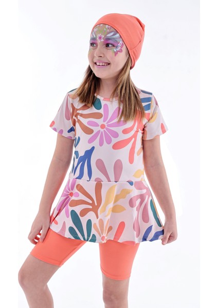 Kalp Desenli Turuncu Kız Çocuk Boneli Mayo Takımı indirimleri