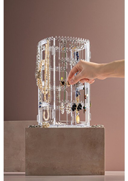 4 Raflı 360° Dönebilen Takı Organizeri Şık Tasarımda Çok Amaçlı Kullanım fiyatları