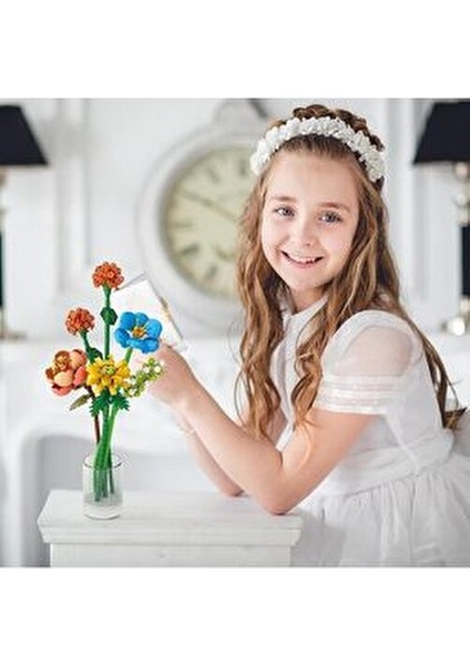 633 Parça Yapboz Renkli Çiçek Buketi Yetişkinler Için Yaratıcı Dekoratif Yapım Seti Turuncu Arajman modelleri